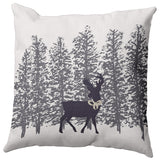 Purple-Grey Reindeer Through the Woods Polyester Throw Pillow, 16" x 16"