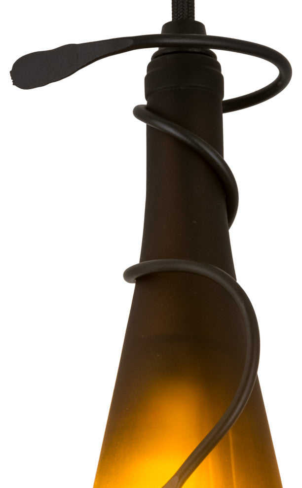 5W Tuscan Vineyard Frosted Amber Wine Bottle Mini Pendant