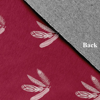 Feather Pattern Fall Design Chenille Area Rug, Red, 3'x5'