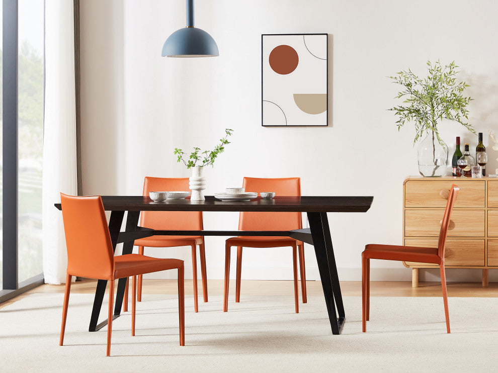 Elite Living Prima, Set of 2, Mid-Century Modern Dining Chair, Orange