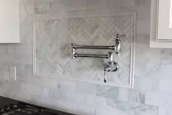 Herringbone Mosaic White Carrara Venato Carrera Marble Tile Honed 1x3, 1 sheet