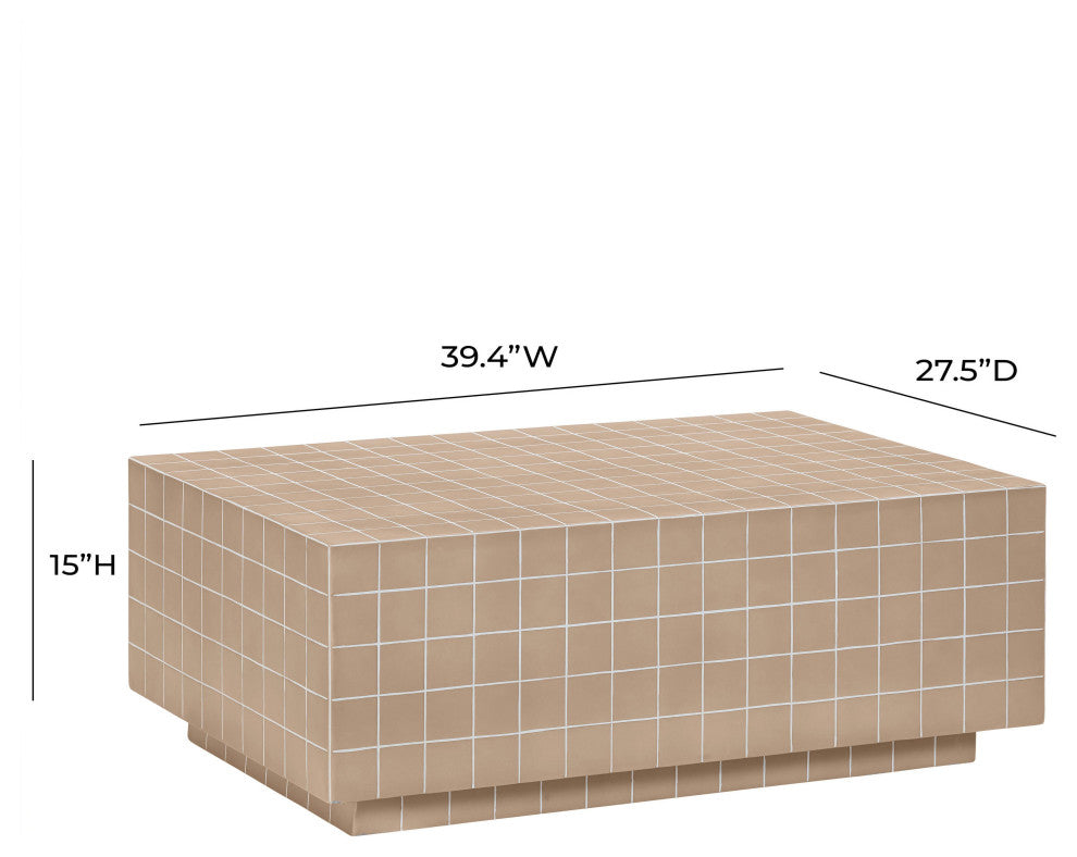 Mixie Taupe Tile Indoor / Outdoor Coffee Table, Taupe