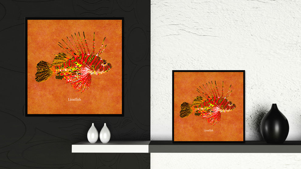Lionfish Animal Orange Canvas Print, Custom Picture Frame, 20"x20"