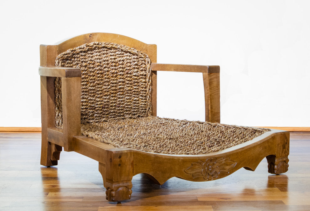 Raja Royal Meditation Chair, Natural Finish With Olive Cushion