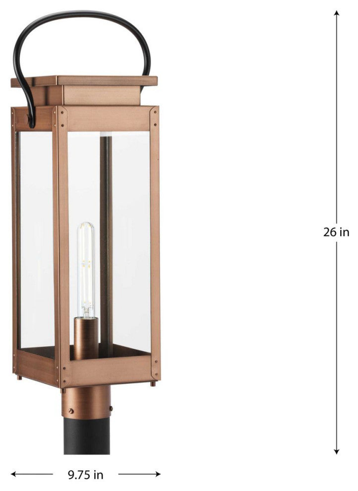 Union Square One-Light Antique Copper Urban Industrial Outdoor Post Light