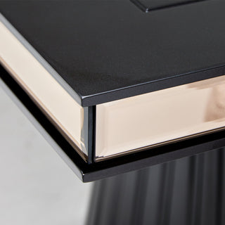 Carmela Double Pedestal Dining Table, Glossy Charcoal Sand