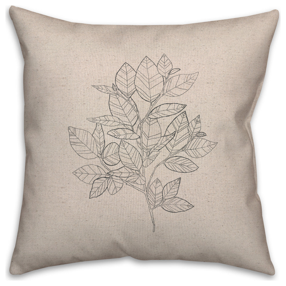Sketched Leaf Bundle 2 18"x18" Spun Poly Pillow