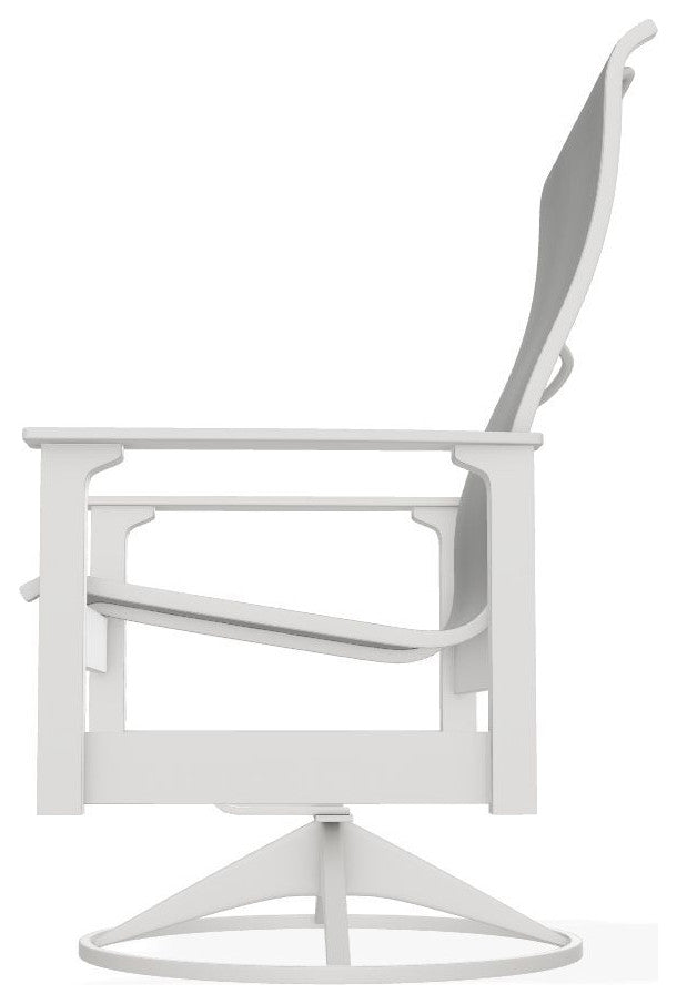 Leeward Sling Outdoor Swivel Rocker, Alloy/Snow