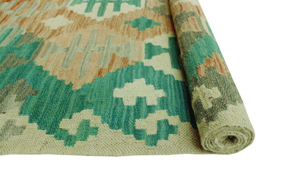 Sun Faded Kilim Farzaneh Ivory/Rust Runner, 2'7x9'8