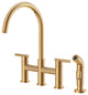 Parma Two Handle Bridge Kitchen Faucet With Sidespray, Brushed Bronze