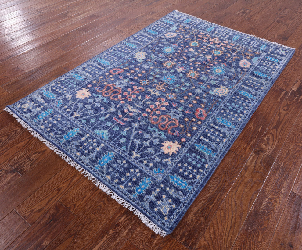Hand-Knotted Turkish Oushak Wool Rug 4' 3" X 6' 6" - Q15372