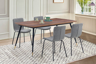 Messina and Gillian Light Gray Fabric 5-Piece Rectangular Dining Set
