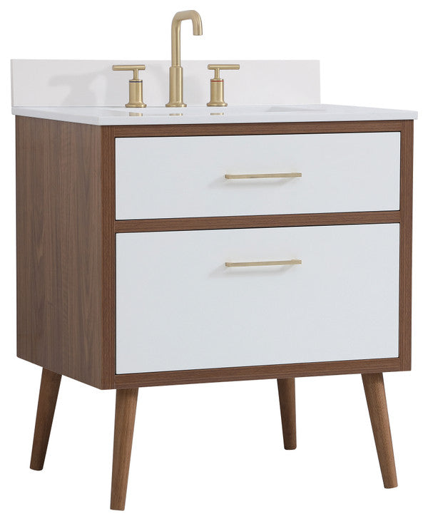 Bella 30" Bathroom Vanity, White With Backsplash