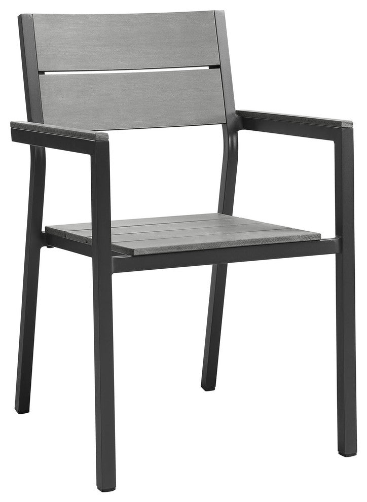 Maine 3 Piece Outdoor Patio Dining Set, Brown Gray