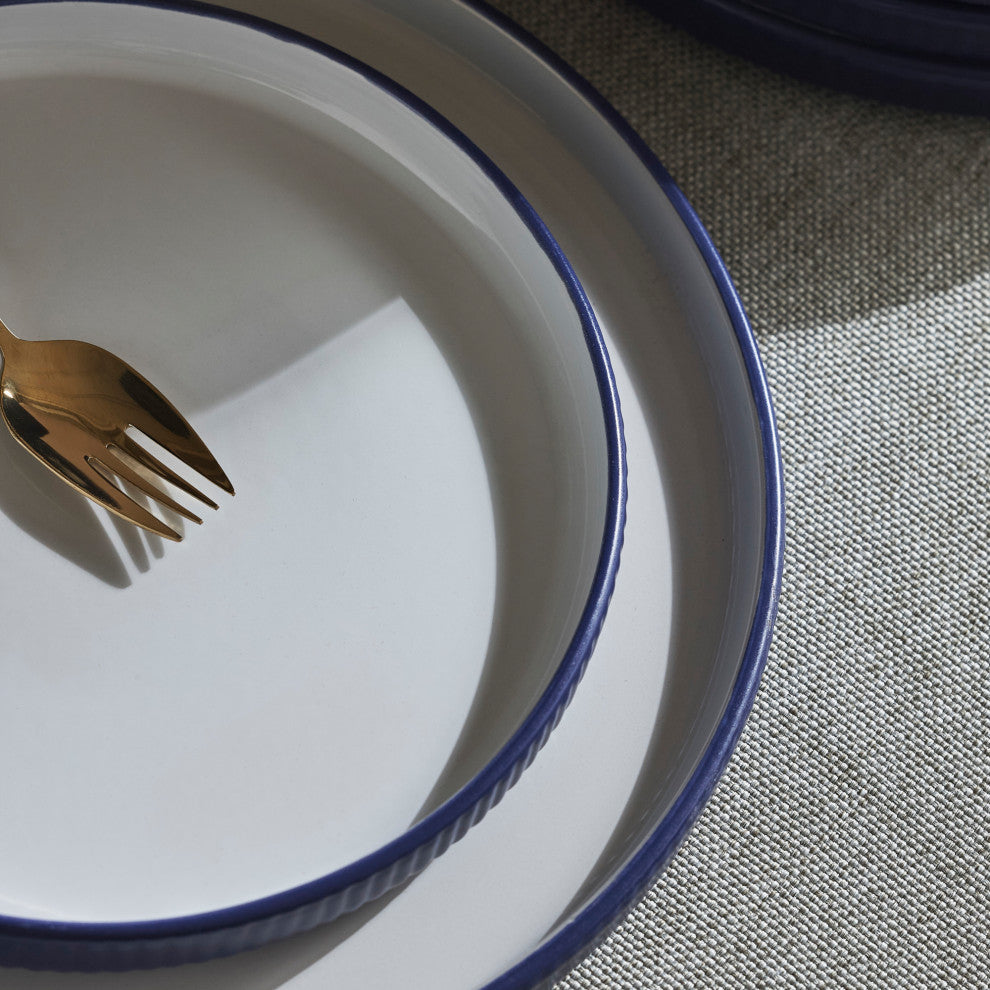 Christian Siriano Laro Stoneware 12 Piece Dinnerware Set, Dark Blue