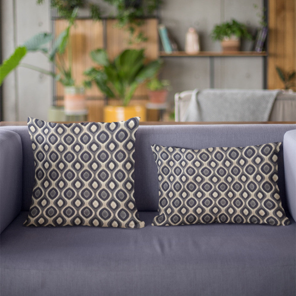 Clubhouse Orbit Brown, Beige and Blue Luxury Throw Pillow, Brown, Beige, Blue, Double Sided  22" X 22"