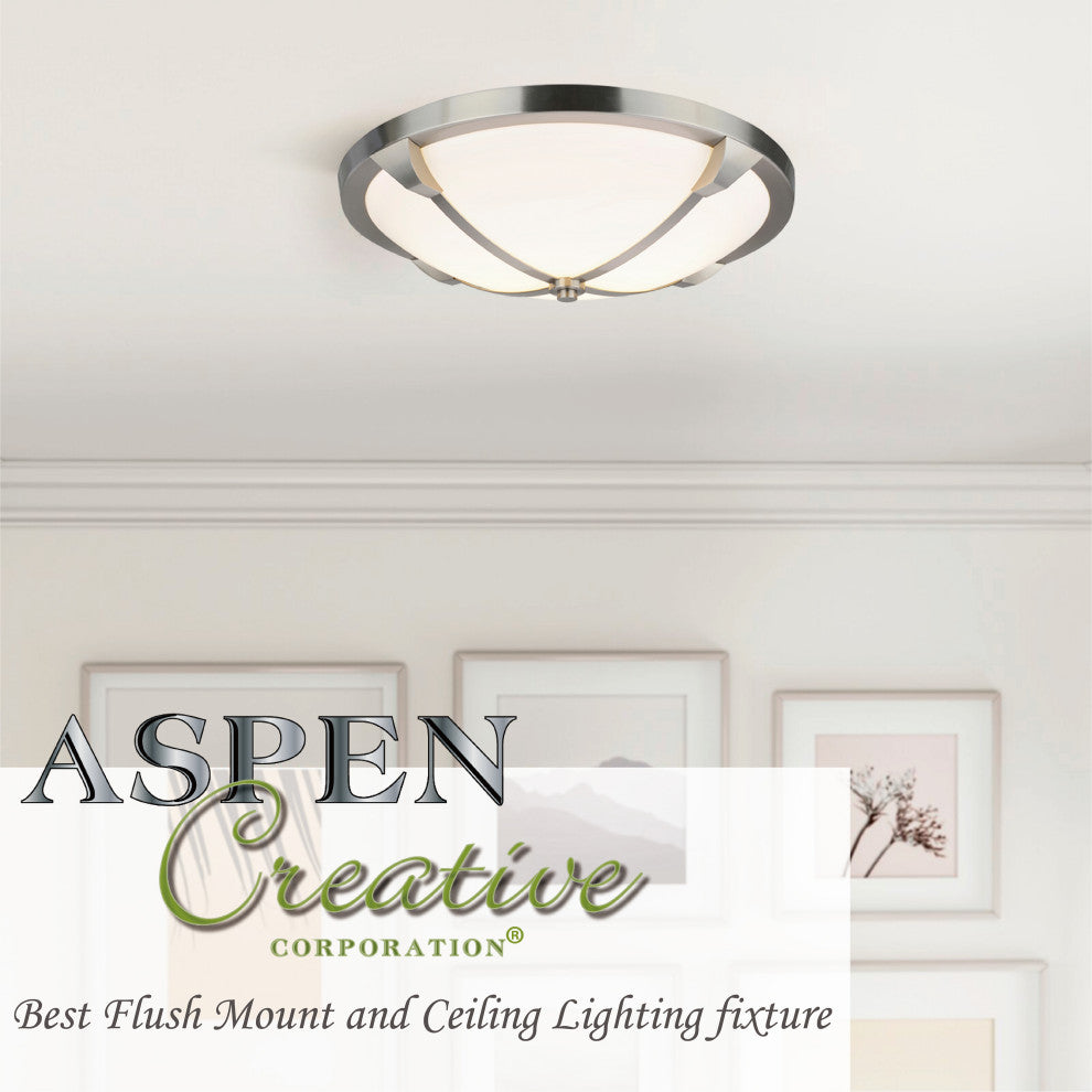 63003L-1 LED Large Flush Mount Ceiling Light Fixture, Satin Nickel 15" Diameter