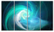 Blue Fractal Abstract Illustration, Abstract Canvas Wall Art, 48"x28", 4 Panels