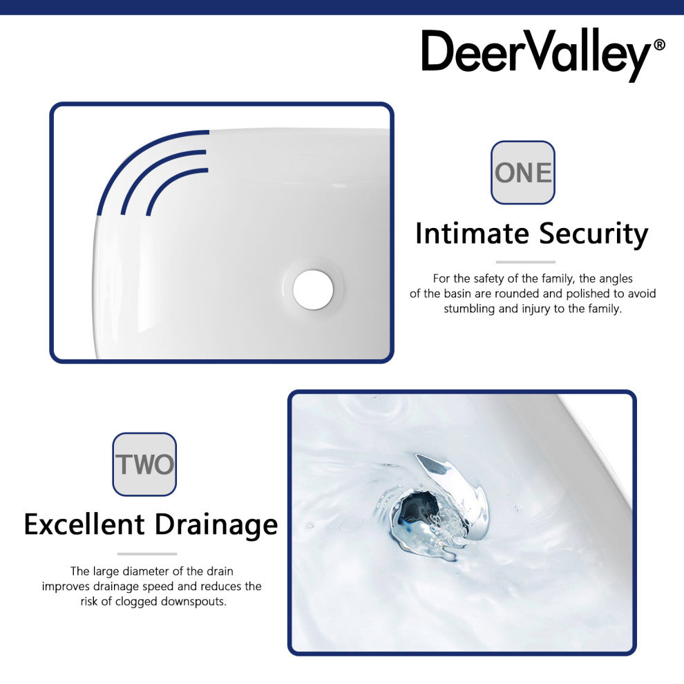 White Rectangular Ceramic Countertop Bathroom Vanity Vessel Sink