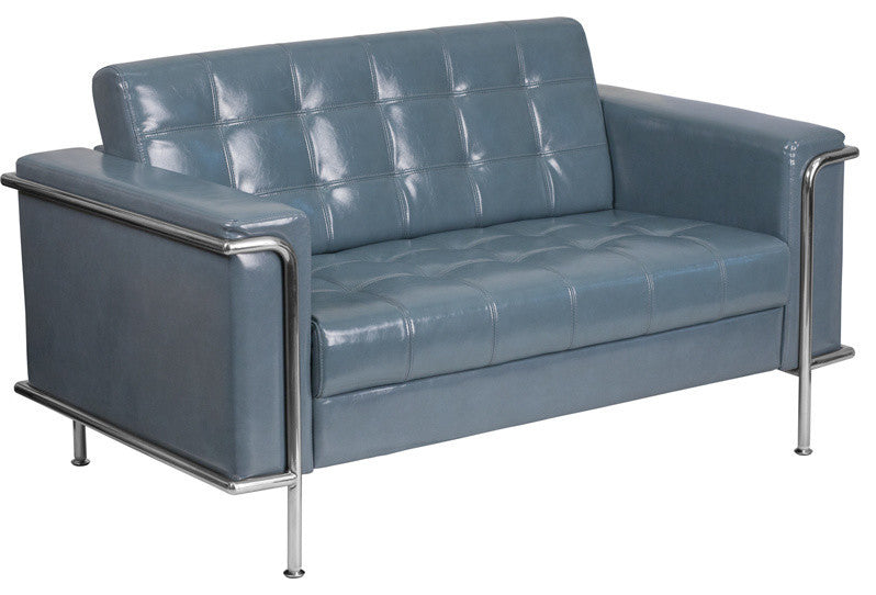 Hercules Lesley Series Contemporary Leather Soft Loveseat, Gray