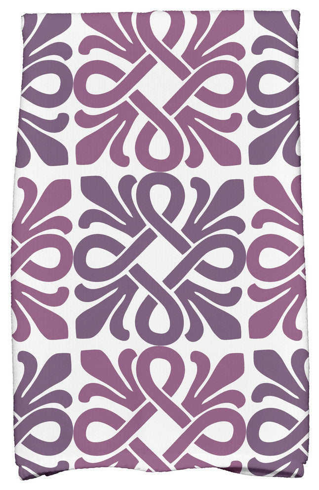 18x30" Tiki Square, Geometric Print Hand Towels, Purple