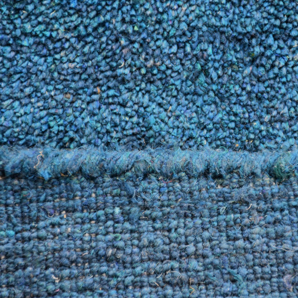 Hand Knotted Loom Silk Mix Area Rug Solid Blue