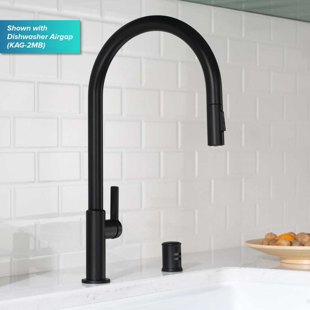 Oletto Pull-Down 1-Hole Kitchen Faucet, Matte Black, Model Kpf-2821mb