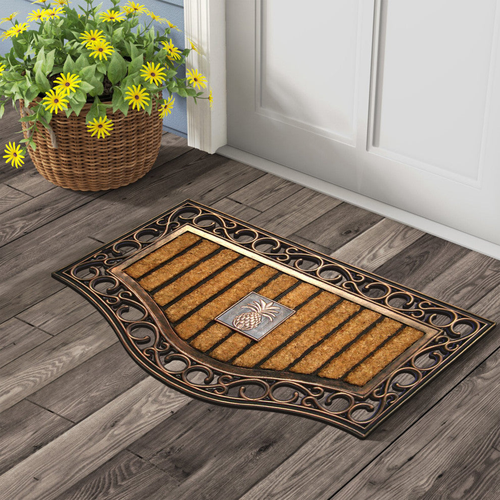 A1HC First Impression Natural Copper Finish Rubber and Coir Brush Mat, 30"x18"