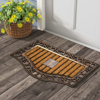A1HC First Impression Natural Copper Finish Rubber and Coir Brush Mat, 30"x18"
