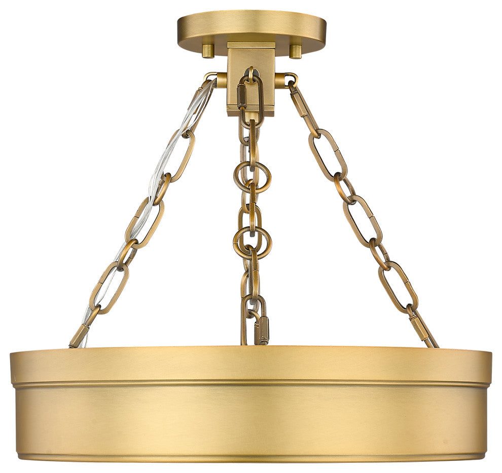 Z-LITE 1-Light Semi Flush, Rubbed Brass