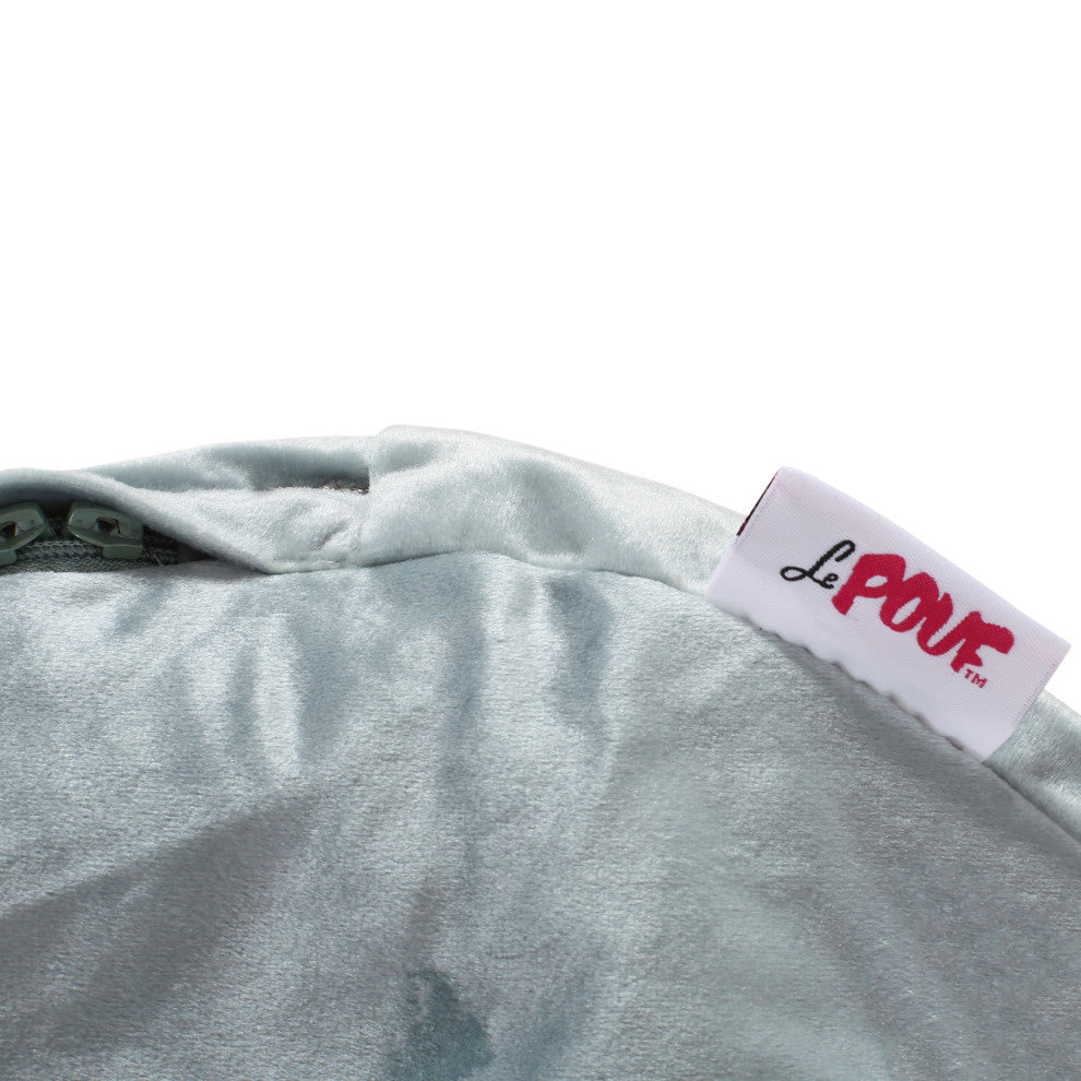 Bleckley Gwinnett Modern Velveteen Cylinder Pouf, Seafoam Blue