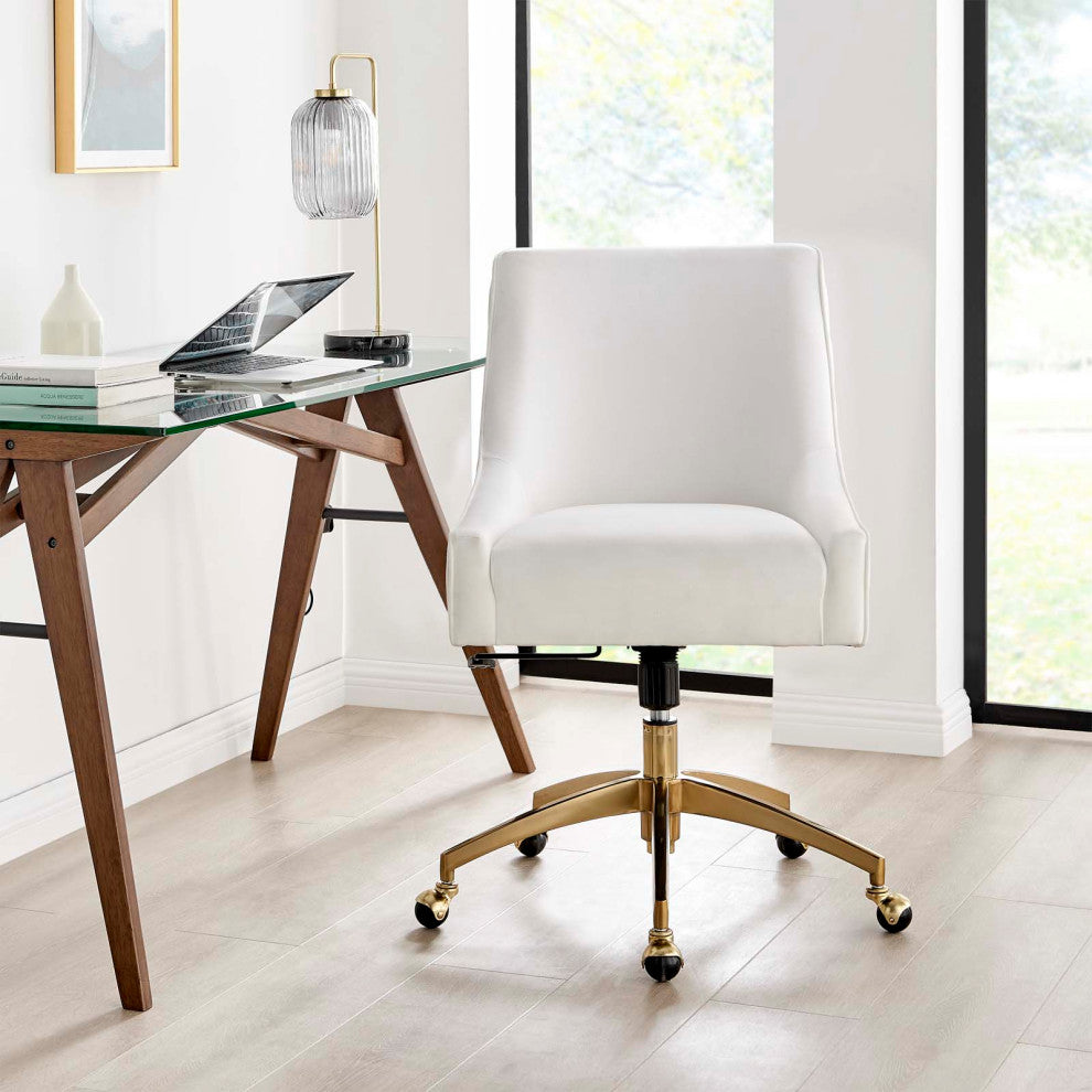 Discern Performance Velvet Office Chair, White