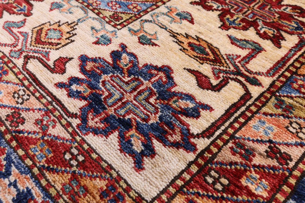 Super Kazak Geometric Hand Knotted Wool Rug 10' 1" X 13' 4" Q10607