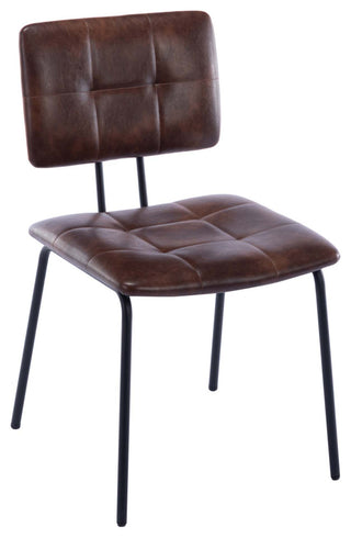 Tufted Tubular Frame Side Chairs Set of 2, Dark Brown