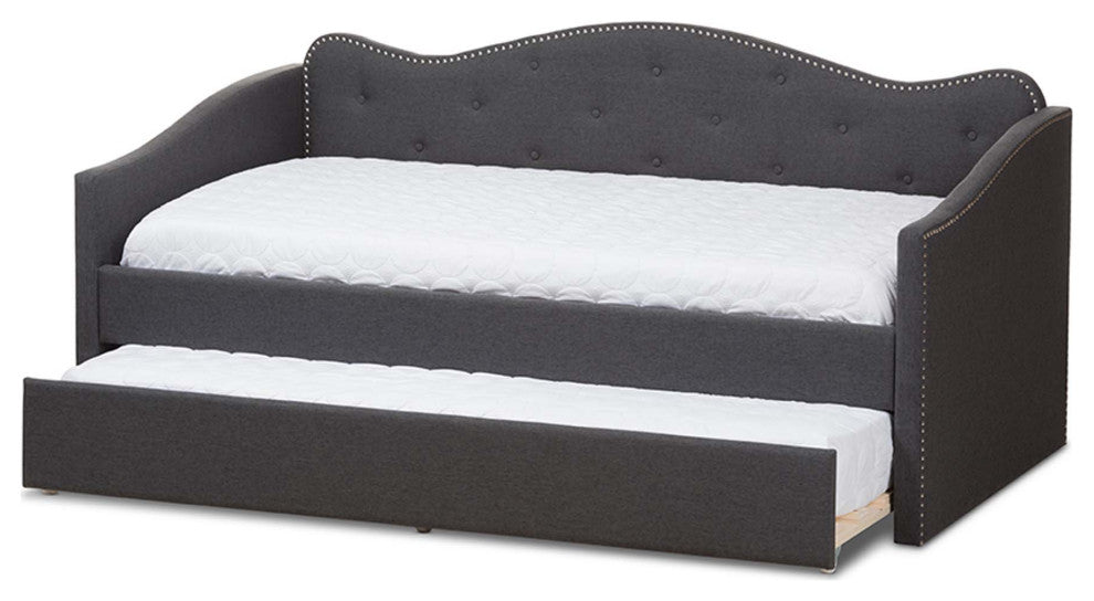 Helena Fabric Daybed With Trundle, Dark Gray