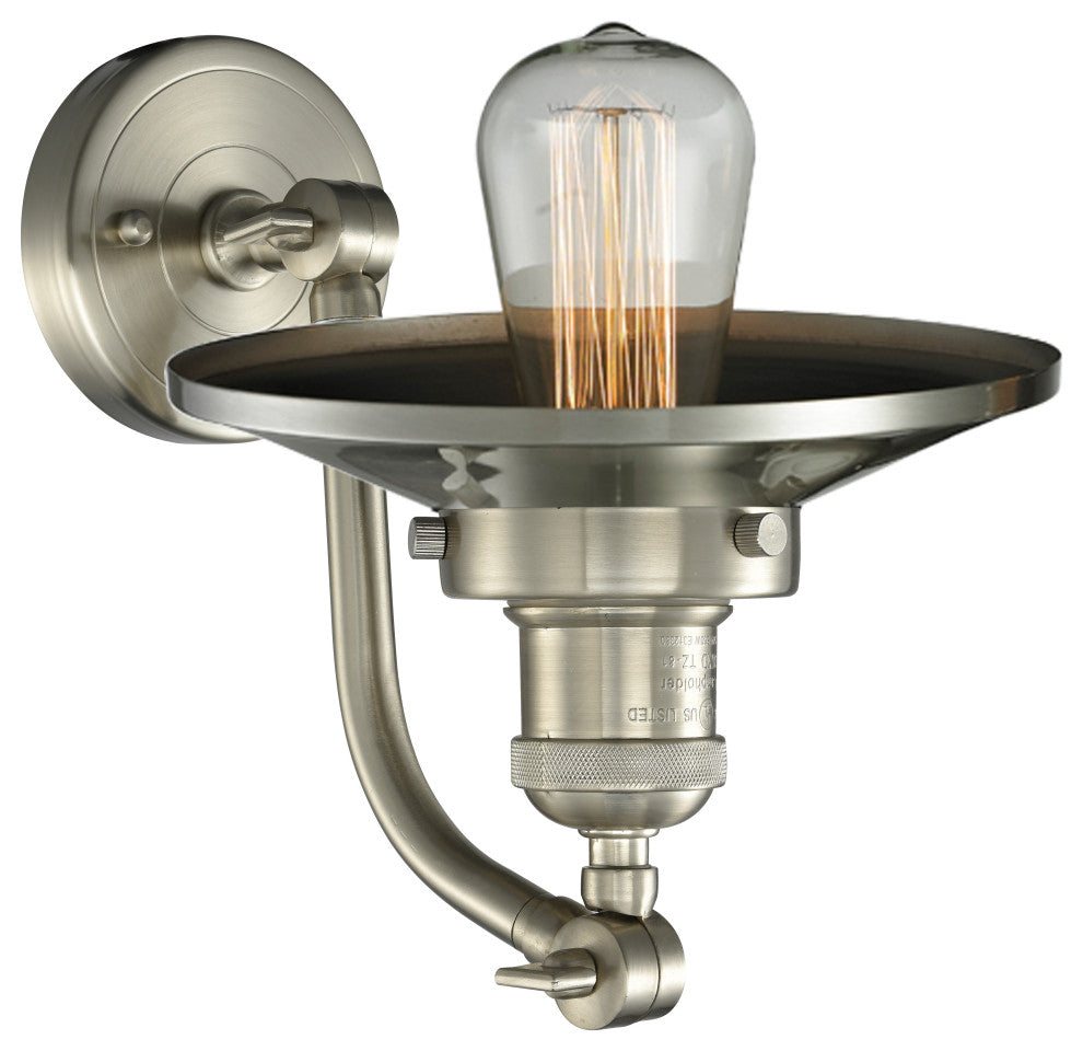 Railroad 1-Light Sconce, Satin Brush Nickel, Incandescent