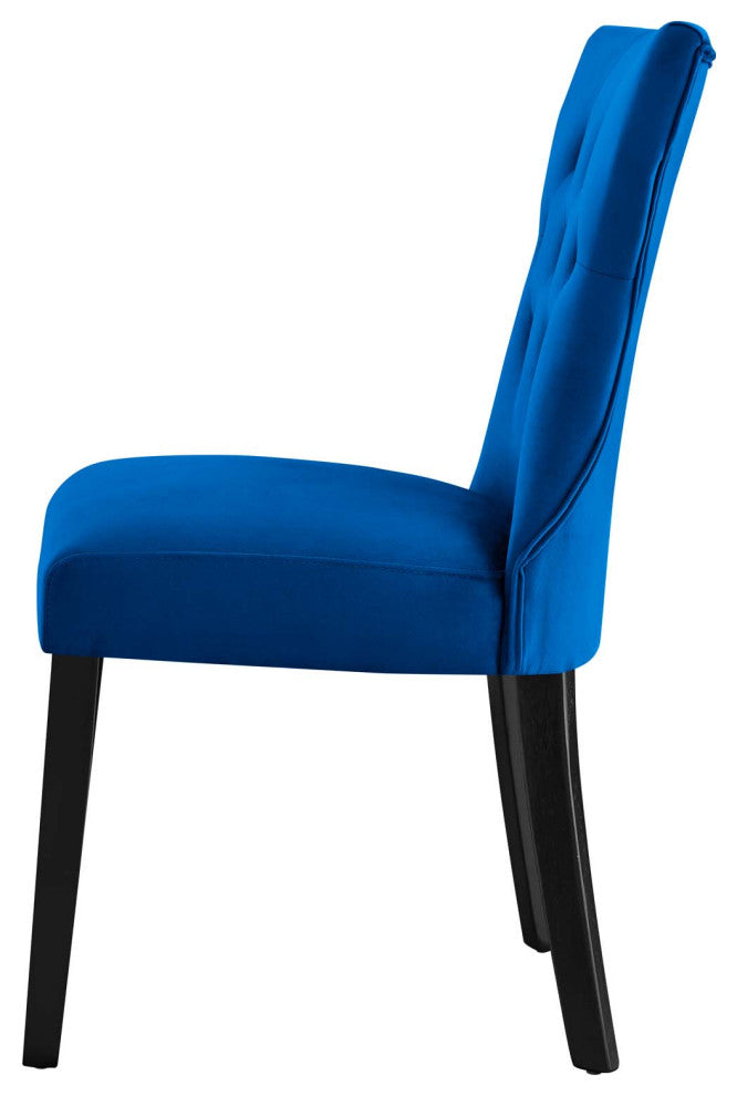 Side Dining Chair, Set of 2, Blue Navy, Velvet, Modern, Cafe Bistro Hospitality