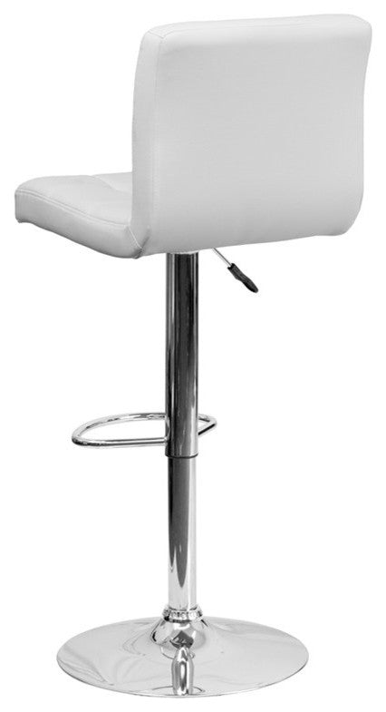 Estella Mid-Back White Quilted Vinyl Swivel Adjustable Barstool