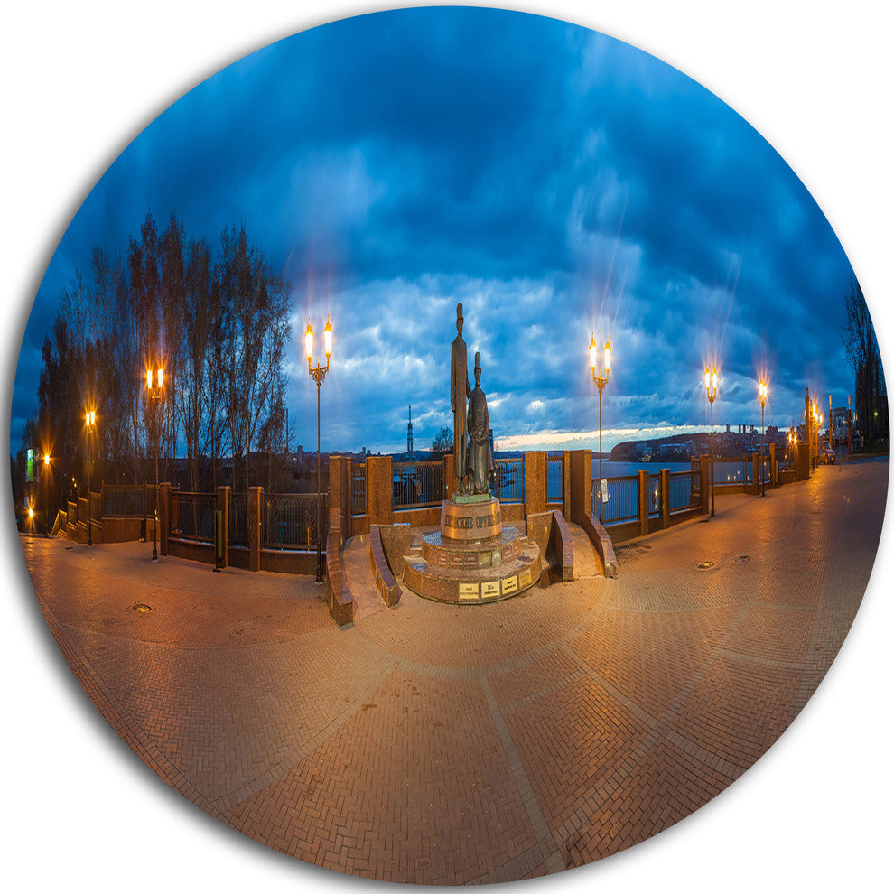 Monument To Armories Panorama, Landscape Disc Metal Wall Art, 36"