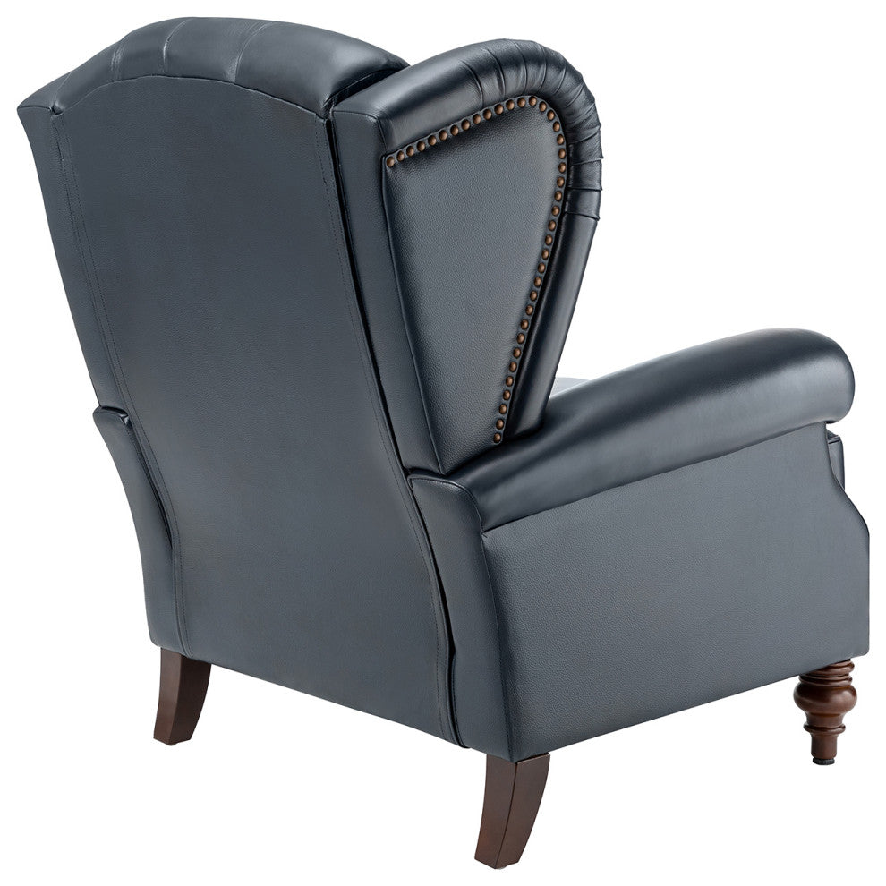 33" Wide Genuine Leather Armchair, Navy