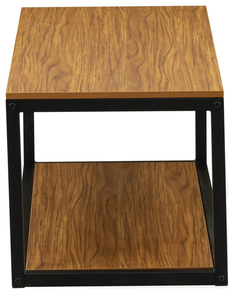 Coffee Table, Powder Coating Black, Brown Wood Laminate