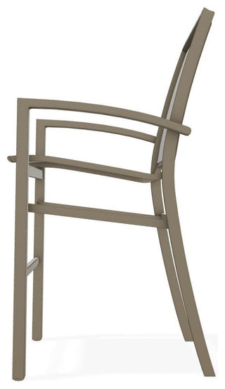 Kendall Sling Bar Height Stackable Outdoor Stool, Augustine Oyster/Beachwood