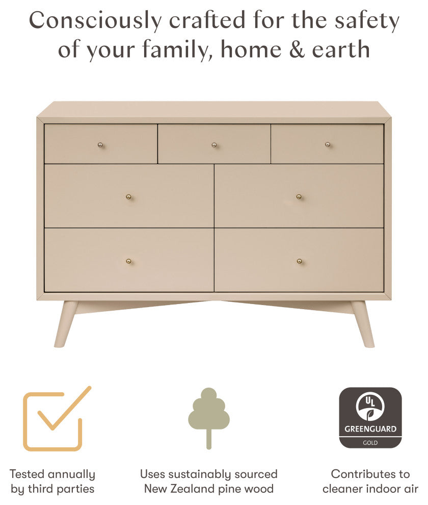 Palma 7-Drawer Assembled Double Dresser, Taupe