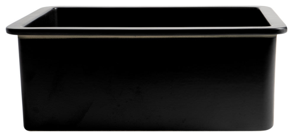 Undermount/Drop Fireclay Prep Sink, Black Matte, 27"x18", Square