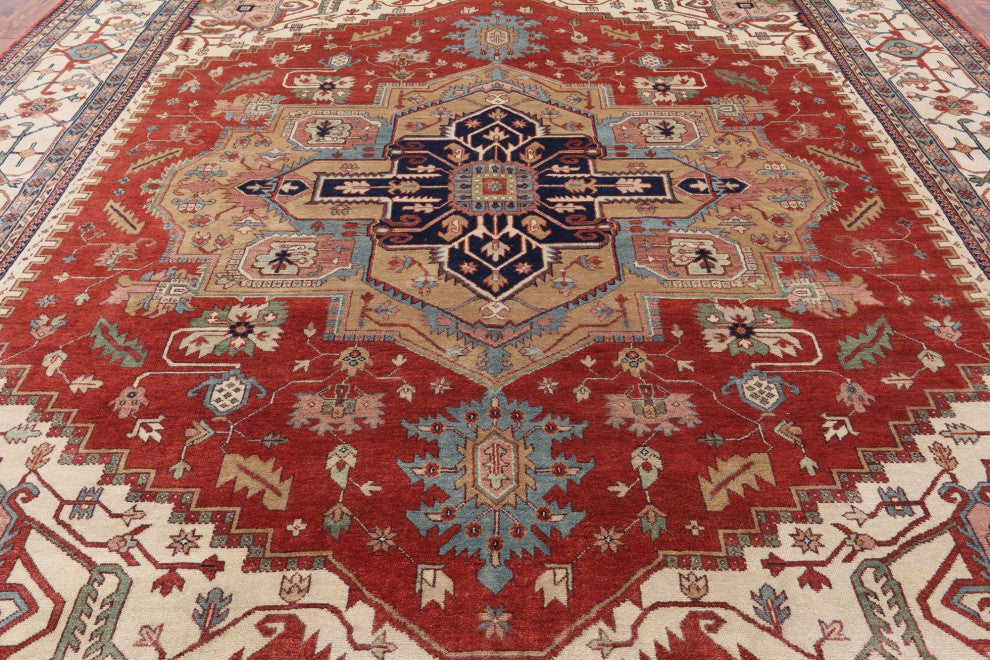 11' 7" X 14' 11" Heriz Serapi Hand Knotted Wool Rug - Q16004