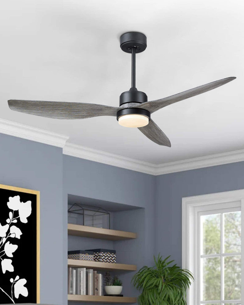 52'' 3 - Blade LED Propeller Ceiling Fan with Remote Control and Light Kit, Wood