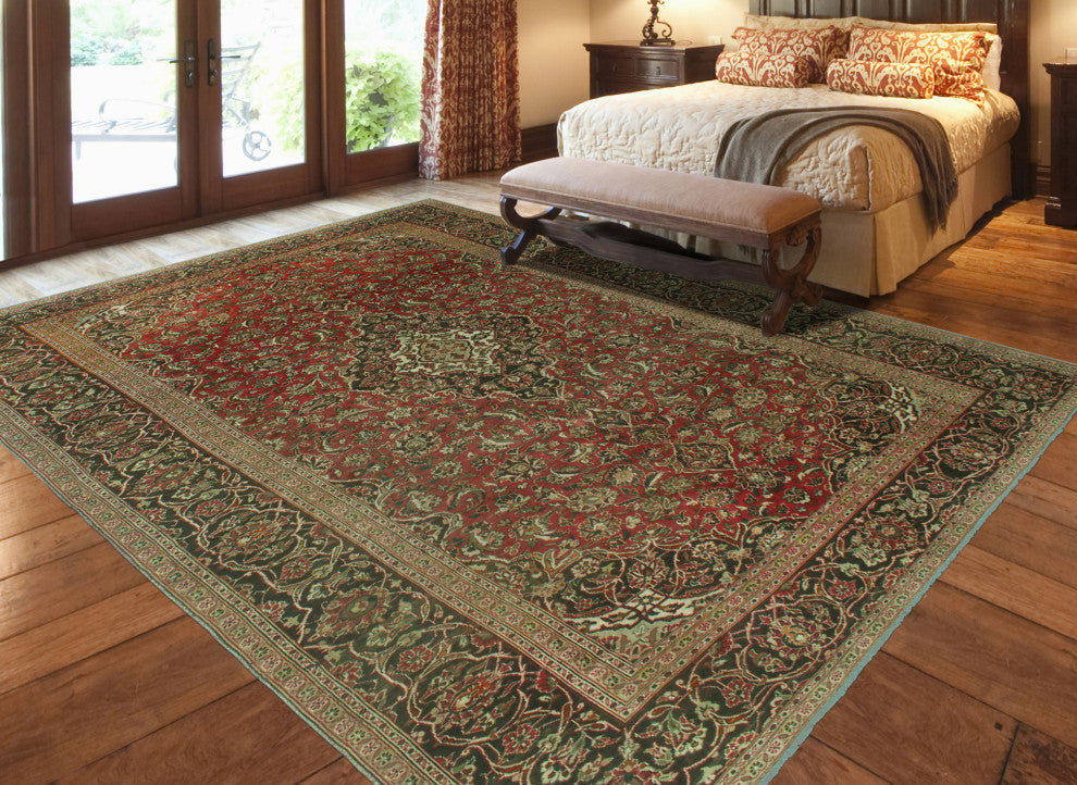 Fine Vintage Distressed Saima Red/Charcoal Rug, 7'10x12'0