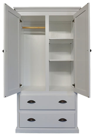 Modern Solid Wood Wardrobe, Bright White