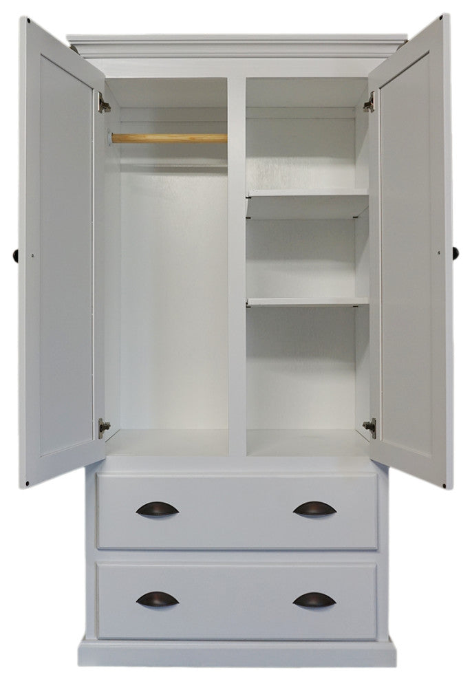 Modern Solid Wood Wardrobe, Bright White