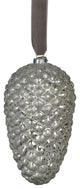 Alamo 9.5" Long Glass Pine Cone Hanging Ornaments, Set of 4, Silver